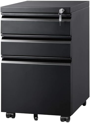 DEVAISE Black 3-Drawer File Cabinet with Lock, 17x15x24 Inches, Fully Assembled