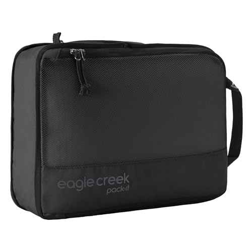 eagle creek Pack-It Reveal Compression Cube - Lightweight Compression Cube for Optimizing Luggage Space - Convenient Top Handle - Easy-Grab Zipper - Washable - Medium - Black
