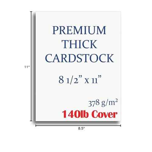 Extra Heavy Duty 140lb Cover Cardstock - Bright White - 379gsm 18pt Thick Paper for Inkjet & Laser Printers - 8-1/2" x 11" (100 Sheets Pack)