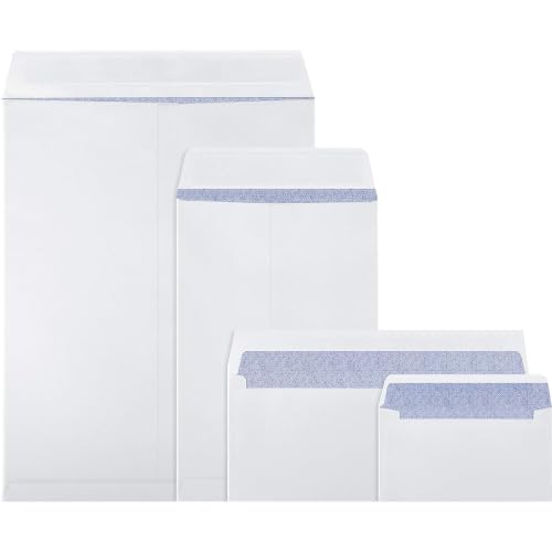 100 Pcs Self-Sealing Security Envelope Assortment with 4 Sizes - Zonon
