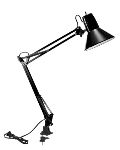 Bostitch 36-Inch Reach LED Swing Arm Desk Lamp with Clamp Mount, Black