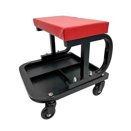 Creeper Stool with ShopSkates Caster Wheels | Roller Blade Rubber | Heavy-Duty 2.5¡± casters | 360 Degree No Noise (Red4)
