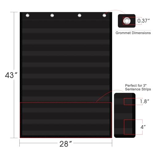 AUVCAS 10-Pocket Classroom & Homeschool Chart - 43 x 28 Inches Black