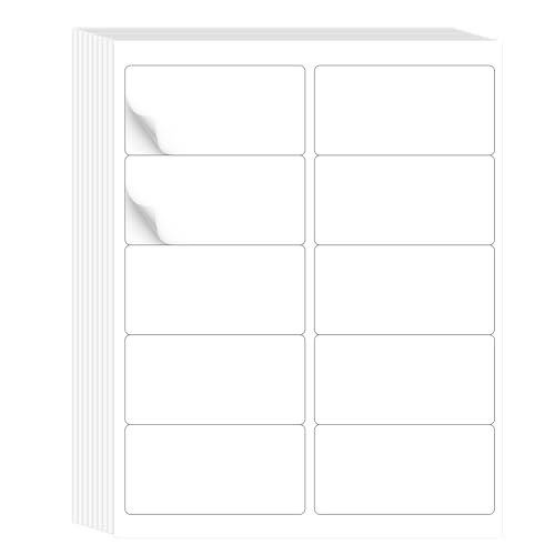Printable White Label Stickers 2x4 Inches - 30 Sheets, 300 Labels, Self-Adhesive Shipping & Address Labels