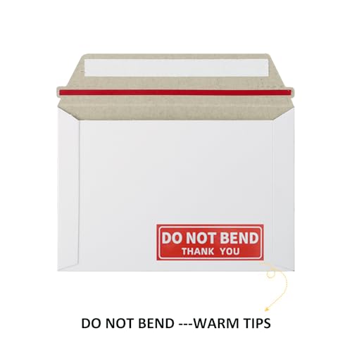 100 Pack 6.5x4.5 inch Rigid Mailer Self Seal Photo Document Mailers, Stay Flat White Cardboard Shipping Envelopes White Photography Mailers for CD, Photos, Document