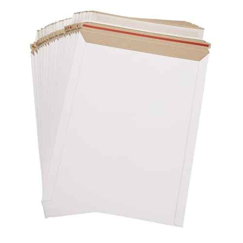 100 Pack 9.5x12 Inch Rigid Mailers, Self Seal Photo Document Mailer Cardboard Mailing Envelopes Stay Flat Mailers for CD, Photos, Document, Pictures, Papers, Files, White
