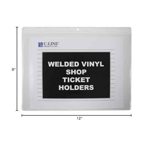 C-Line Vinyl Shop Ticket Holders, Both Sides Clear, Open Long Side, 12 x 9 Inches, 50 per Box (80129)