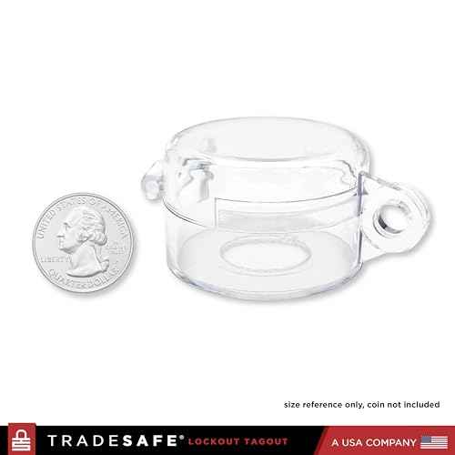 TRADESAFE Emergency Stop Button Cover Lockout - Round Transparent E Stop Button Cover, 7/8 inch Hole Diameter, Medium Push Button Lockout with Adhesive, 5 Pack