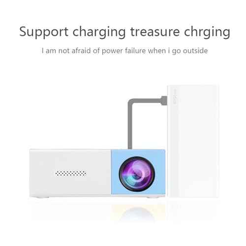 Mini Projector, Full HD 1080P Home Theater Video Projector Proyector, Portable Projector for Cartoon, 4:3 24 to 60 Inch Movie Projector with Remote Control, Blue White (US)