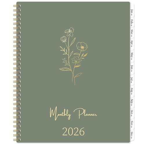 2026 Monthly Planner - 2026 Calendar Monthly Planner, JAN. 2026 - DEC. 2026, 9" x 11", Tabs & Note Pages, Spiral Binding, Thick Paper, Back Pocket
