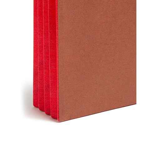 Smead End Tab Pocket, Reinforced Straight-Cut Tab, 3-1/2" Expansion, Extra Wide Letter Size, Redrope with Red Gusset, 10 per Box (73686)