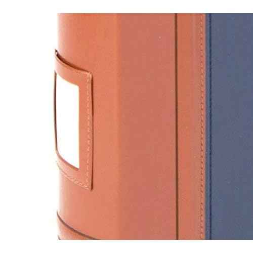 Executive Binder, English Leather 2 Tone with Stitching and Ribbed Spine, Heavy Duty 1 1/2" Inch 3 D-ring with Buster, Holds 225 8.5"x 11" Sheets With Memo Tag On Spine Blue