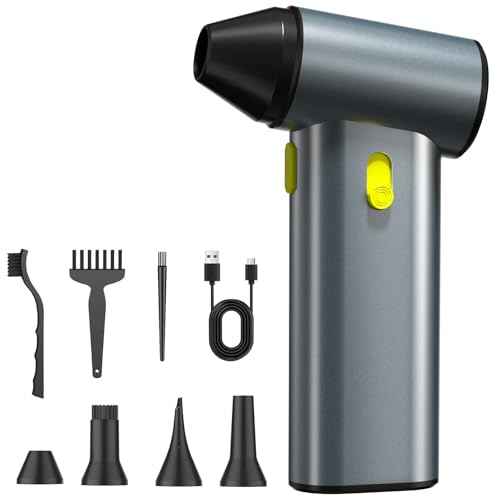 Compressed Air Duster, 130000RPM Brushless Motor, Super Power Air Duster Electric, Aluminum Alloy Body, Dust Blower with Fast Charging for Car, Computer, Keyboard, Outdoors and House