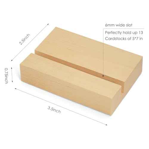 UNIQOOO 3.5" Birch Wood Stand for Monthly Desk Calendar, Wooden Block Base, Cardstock Holder, For Office Home Retail Reception Decor, Photo Display, 10 Pack