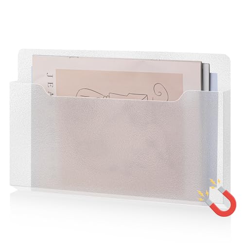 Magnetic File Holder Wall Mount - Clear 13.8 x 8.3 Inch Horizontal Organizer