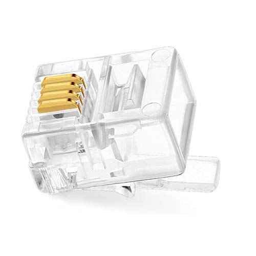 NECABLES 20Pack Telephone Modular Plug RJ11 6P4C Connector for Phone Line Cord (Compatible with Both Solid and Stranded Wire)