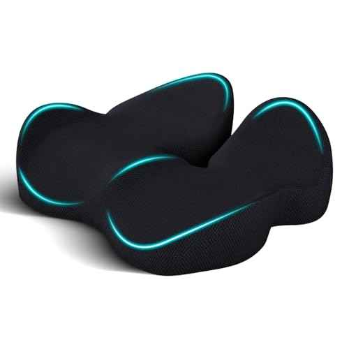 Seat Cushion,Office Chair Cushion for Sciatica,Ergonomic Memory Foam Seat Cushion for Car,Coccyx Cushion,Sciatica & Back Support,19" x 16" All Day Comfort Black Chair Cushion