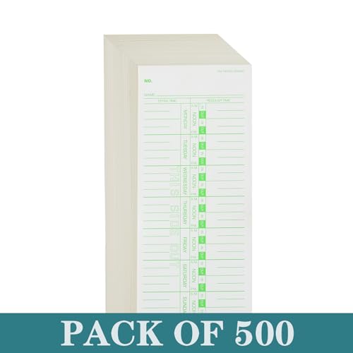500PCS Employee Weekly Time Cards - 3.5 x 9 Inches, Green, ALGLEA
