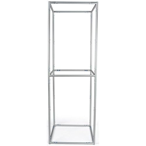 Displays2go Pop Up Exhibit Tower, Tube Construction with Matching Labels Aluminum, Clear, Silver (TDSH3DSQ08)