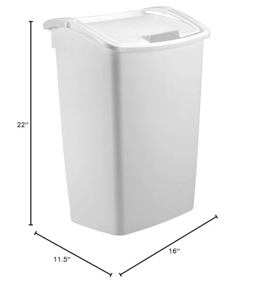 Rubbermaid,White Dual-Action Swing Lid Trash Can, 11.25 Gallon, for Home/Kitchen/Bathroom/Garbage