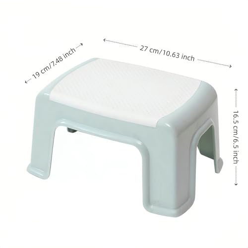 Rabihike White-Blue Heavy-Duty ABS Plastic Shower Stool 180lb Anti-Slip Small Step Stool
