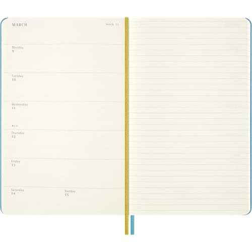 Moleskine Limited Edition Peanuts 'Charlie & Lucy' 18 Month 2025-2026 Weekly Planner, Hard Cover, Large (5" x 8.25"), Reef Blue, 208 pages