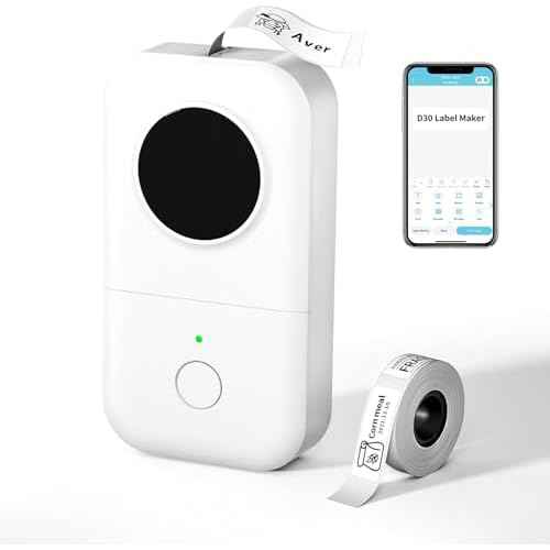 Phomemo D30 Label Maker Machine,Bluetooth Portable Label Markers, Essentials, Sticker Printer,Label Printer for School Office Home Organization (USB Rechargeable)-White