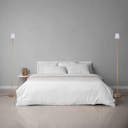 O'Bright Elegante - Dimmable LED Floor Lamp with Clear Glass Shade, Touch-Controlled Lighting, 66.5-Inch, Perfect for Dinning, Living Room and Bedroom, Black