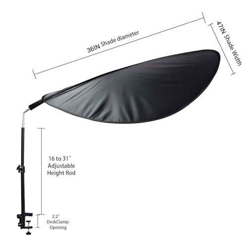VSUNTENT 39" Round Office Cubicle Light Shade with Clamp, Anti-Glare Sunlight Blocker (Black) - 36" Version