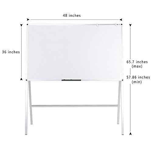 VIZ-PRO Melamine H-Stand Whiteboard/Adjustable Dry Erase Easel,48 x 36 Inches