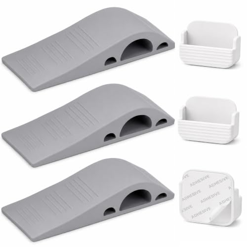 Wundermax 3 Pack Rubber Door Stoppers for Bottom of Door – Gray, Works on Carpet, Wood, Tile & Concrete
