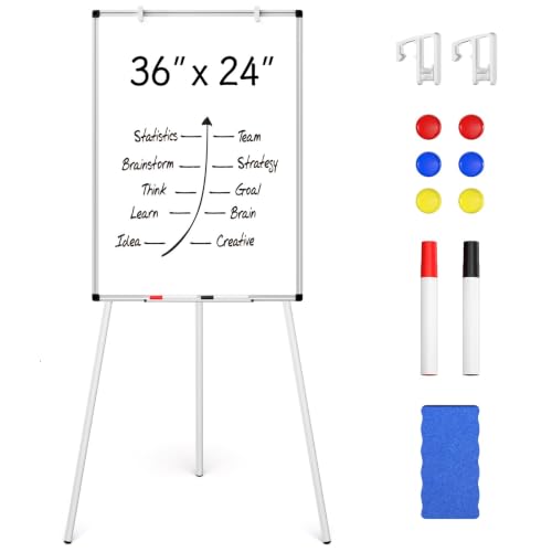 Silver Magnetic Whiteboard Easel Stand 36x24 Dry Erase Board with Adjustable Height
