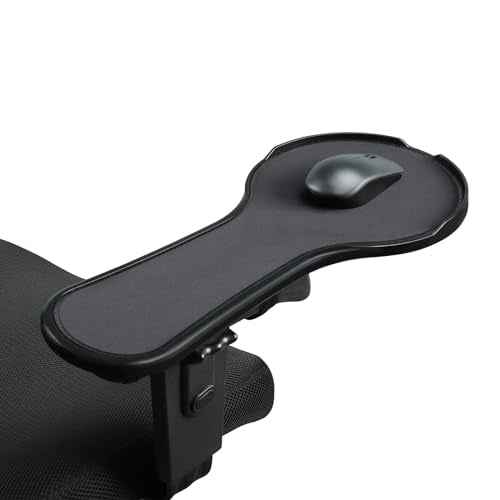 Ergonomic Adjustable Arm Rest Mouse pad for Chair, Mouse Extension Platform Tray with Mouse Baffle to Prevent Falling, Attaches to Chair, Black (Black£¨YYLL8326£©)