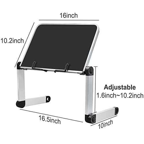 MNKXL Extra Large Book Stand Adjustable for Bed Sofa, Multifunctional Laptop Holder with Page Clips, Ergonomic Multi Heights Angles, Cooking Stands Heavy Textbook Portable, Black, 19.5 x 10 inches