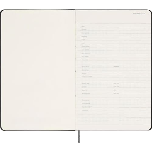 Moleskine Classic Weekly Undated Planner, Hard Cover, Large (5" x 8.25"), Black, 288 pages