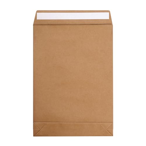 Tanshuqin Kraft Expandable Envelopes 9.4 x 13.2 Inches - 25 Pack Self-Sealing Large Kraft Envelopes for Documents and Storage