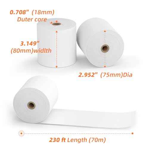 15 Rolls 3 1/8 x 230 Thermal Paper Receipt Rolls 55 GSM Premium Quality Thick paper For POS Cash Register BPA Free-Methdic