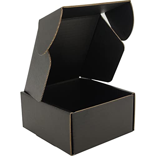 4x4x2 inches Small Shipping Boxes Set of 100 - Black Mailer Corrugated Cardboard Boxes for Shipping Packaging Mailing Products