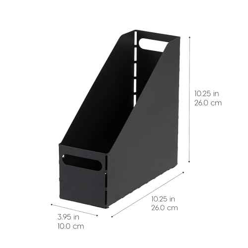 IRIS USA Metal Magazine File Holders, 6 Pack, for Letter/Legal File, Durable Vertical Desktop File Paper Organizer, File Storage Box Stand Rack for Document Notebook Binder Home Work Office, Black