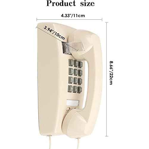 Wall Phone with Classic Design,Corded Wall Phone,Crisp Mechanical Ringer,Easy to Install, Retro Phone, Perfect for Kitchen,Living Room & Bedroom (Beige)