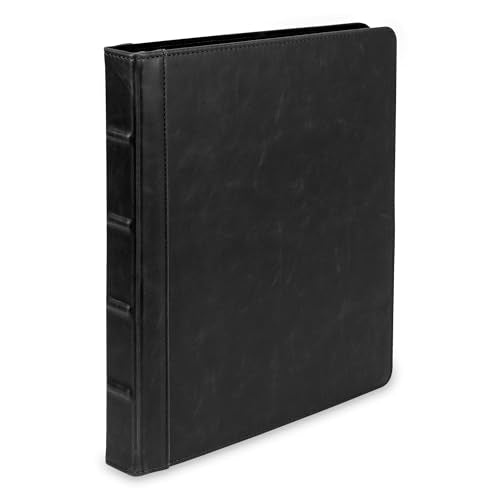 Samsill Vintage Faux Leather 3 Ring Binder 0.5 Inch No Zipper Black - Full Size