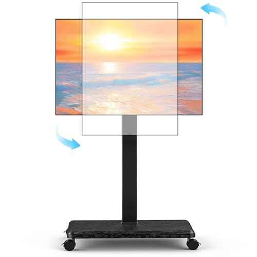 Rolling TV Stand Portrait for 65 70 75 Inch TVs, Tilt and Swivel Mobile TV Cart on Wheels up to 110 Lbs, 6 Height Adjustable PortableTV Stand, Max VESA 600x400mm