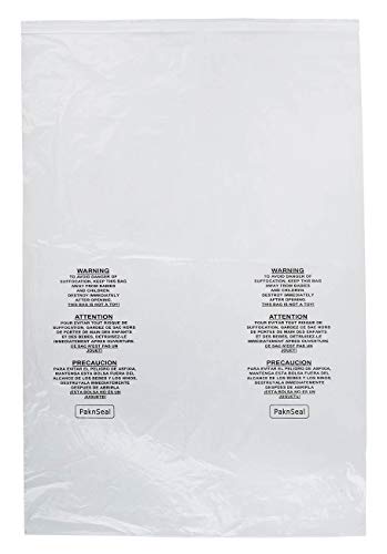 PaknSeal 16x22 Self Seal Poly Bags, Clear, 100 Count, Suffocation Warning