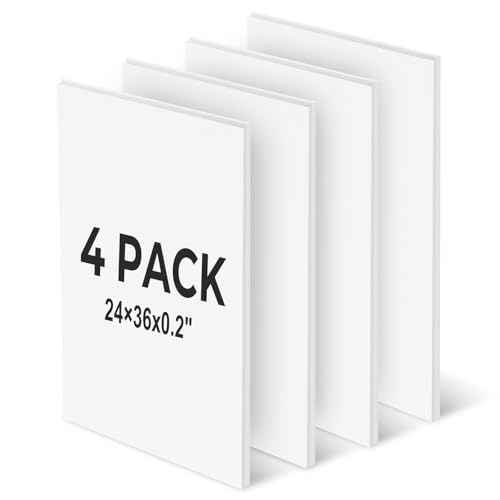 White Poster Board 24x36x0.2 inches, 4 Pack, Thick Corrugated Plastic, Waterproof, for Sign, School Projects, Craft, Art, Indoor and Outdoor Use