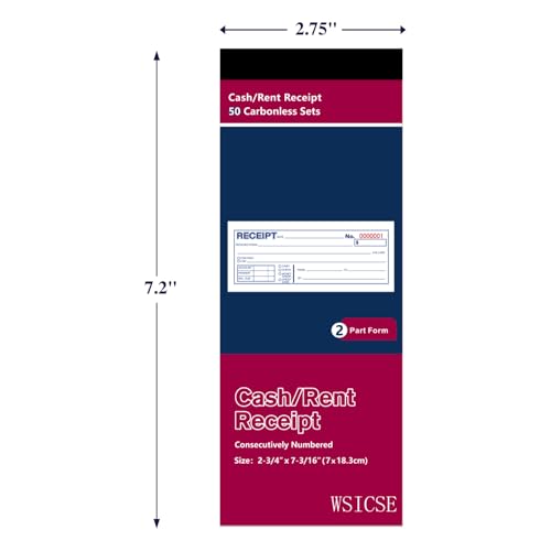 4-Pack Receipt Book with Carbon Copies, 2-Part Carbonless – 50 Sets Each