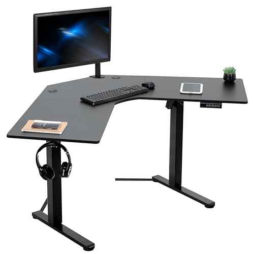 VIVO Electric Corner L-Shaped 47 x 47 in Standing Desk, Memory Height Adjustment, Black Top Black Frame, DESK-E1L94B