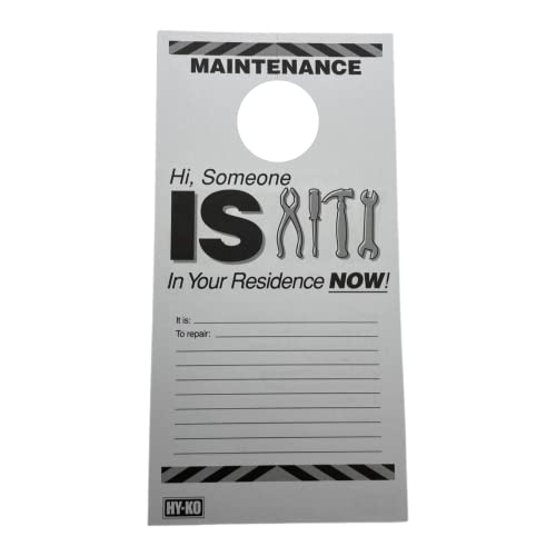 HY-KO PRODUCTS DH-MW 7 in. x 3-1/2 in. Paper Reversible Maintenance Door Hang Tag Black Pack of 50