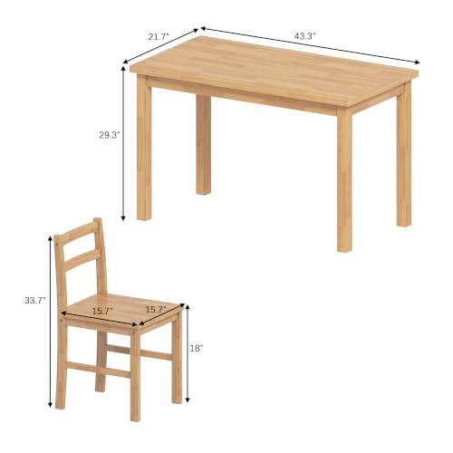 Zenflare 43.3" Desk with Chair Set - Solid Wood Farmhouse Home Office, Small Space Study Table