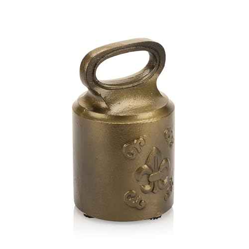 CRAFTSMAN ROAD Cast Iron Decorative Door Stop ? Weighted Door Stop Heavy Door Weight ? 7lb Antique Door Stopper, Free Standing Door Stop ? 7¡± x 4¡± Non Slip Fleur-de-lis Door Stop (Antique Brass)