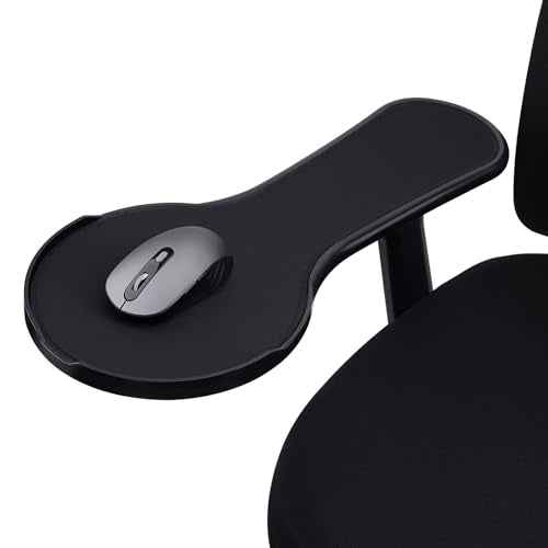 Ergonomic armrest Mouse pad for Chair, Chair arm Mousepad Mouse Tray, Attaches to Chair with Straps,Black